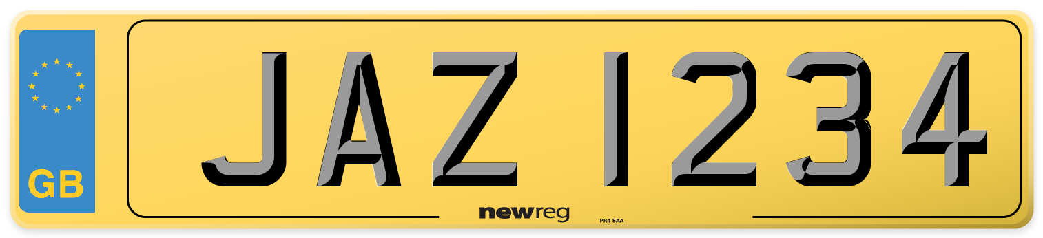 Northern Irish style number plate example displaying JAZ 1234